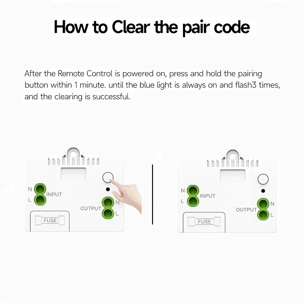 Instruction on how to clear all paired switches from the Xlazy 301JS wireless receiver memory.