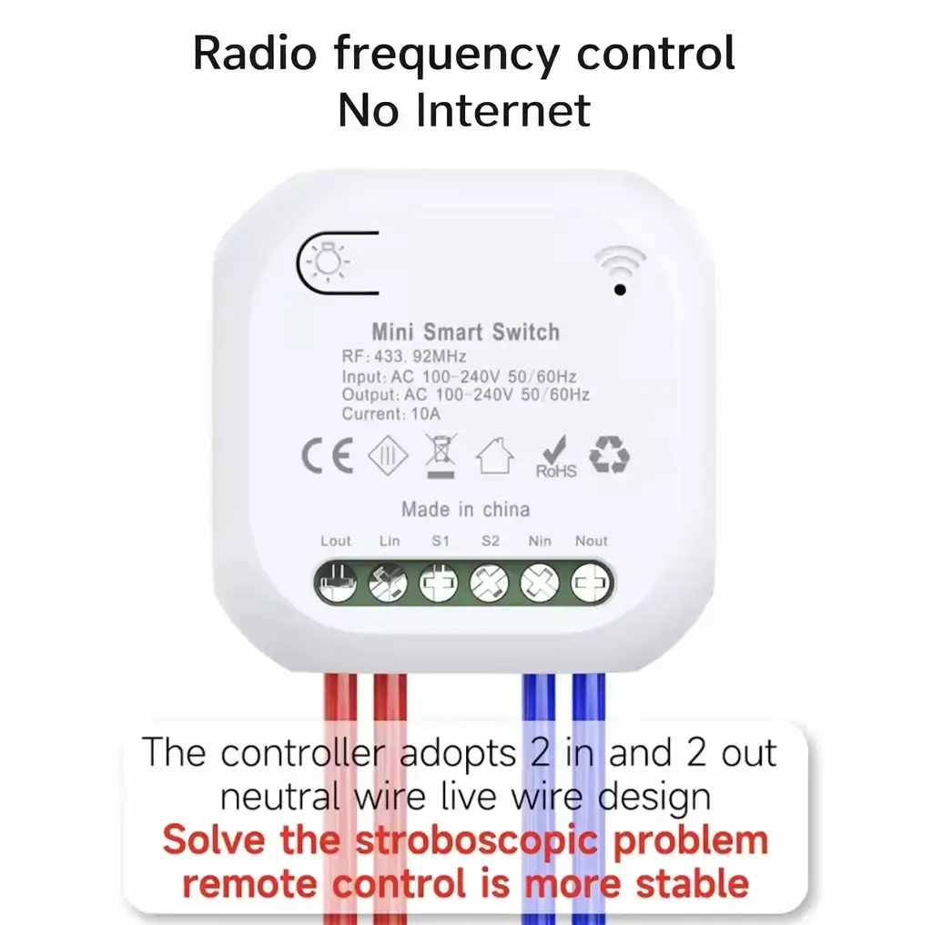Xlazy white 306JS square wireless receiver for kinetic self-powered switches, RF433 frequency, smart light controller.