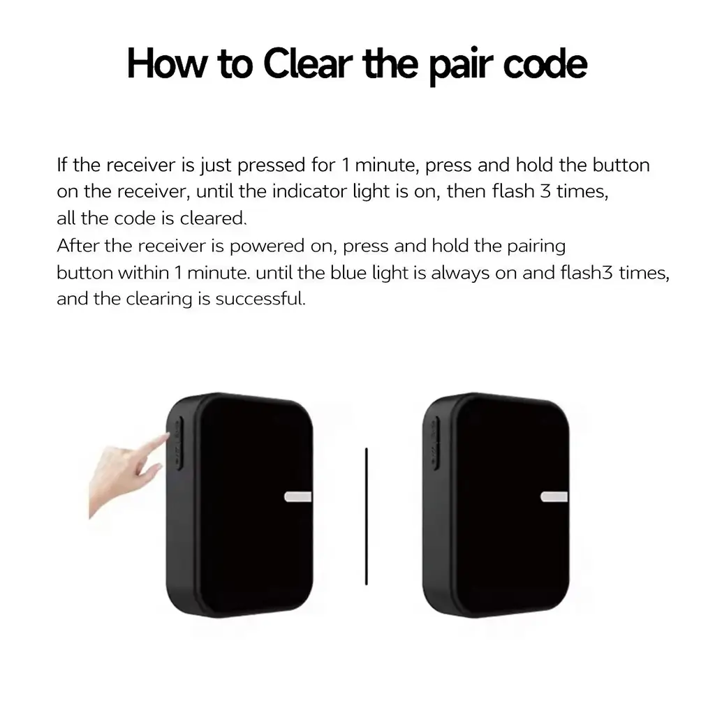 Instructions for clearing the pairing memory and resetting the Xlazy QX-008 black cushion-style kinetic doorbell receiver.