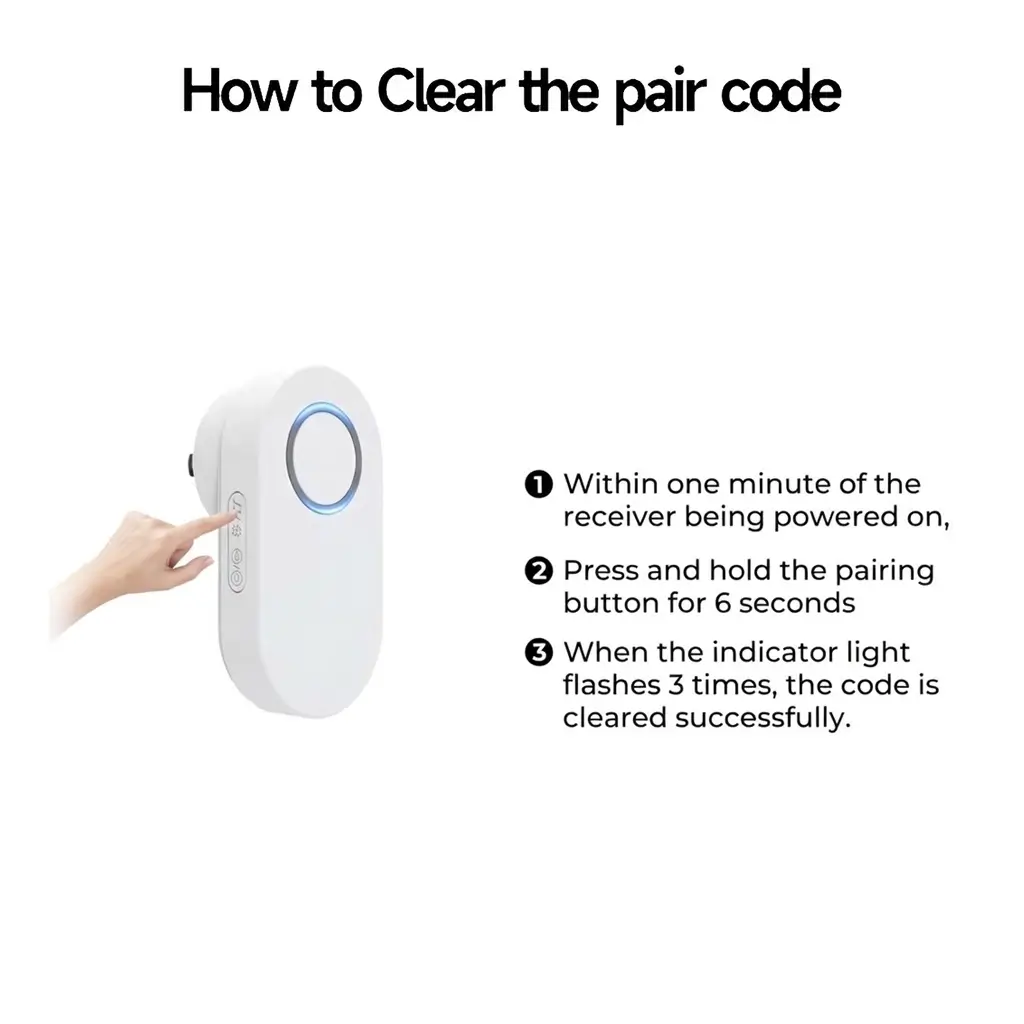 Instructions for clearing the pairing code and resetting the Xlazy QX-009 streamlined kinetic doorbell receiver.