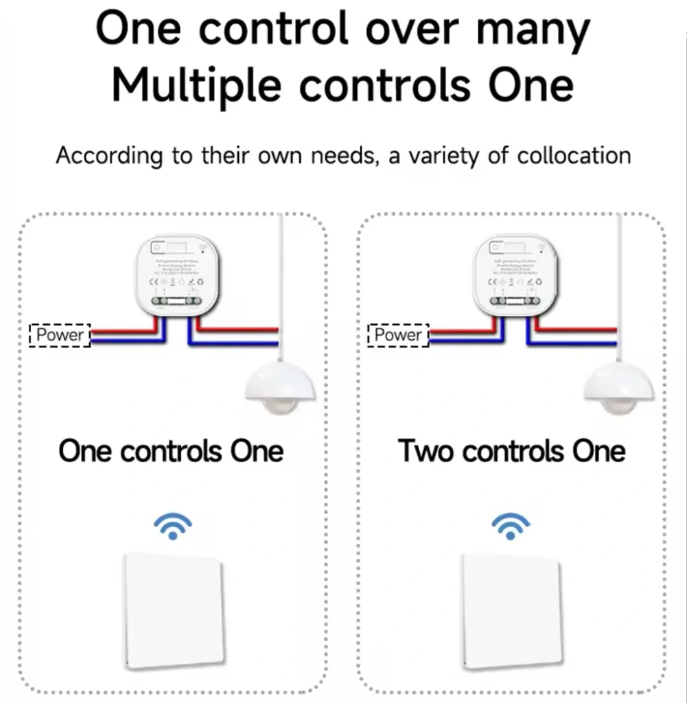 Wiring diagram showing 1-way and 1-way control setups with QX-302FS switch and QX-305JS receiver