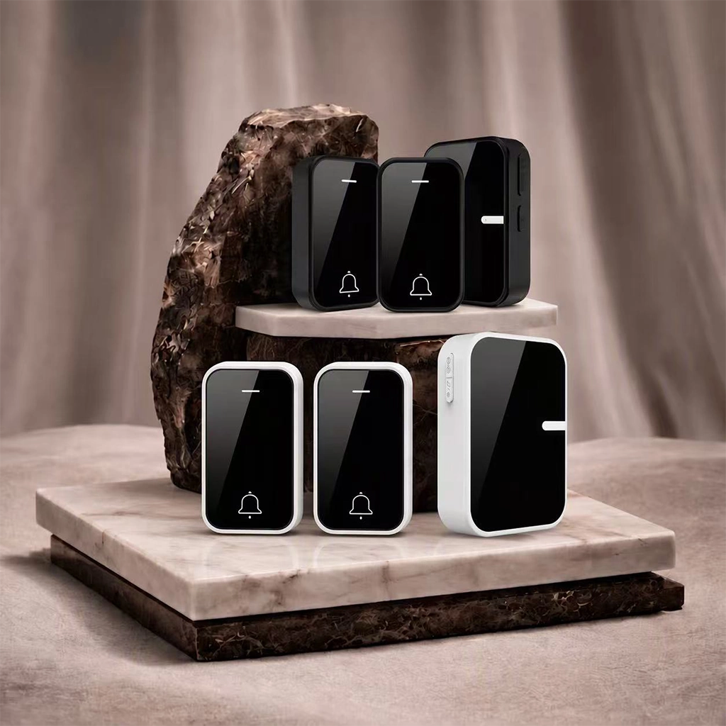 X-Lazy elderly care and family security smart kit featuring QX-008 Panda and standard battery-free kinetic wireless doorbell pagers.⁠