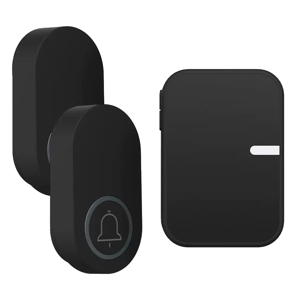 X-Lazy Panda style QX-008 battery-free kinetic self-powered wireless doorbell kit featuring two transmitter buttons and one plug-in receiver.⁠