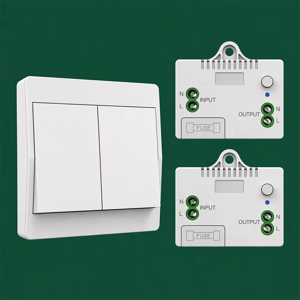 X-Lazy US 301FS 2-gang kinetic rocker switch with two QX-301JS square wireless receivers⁠